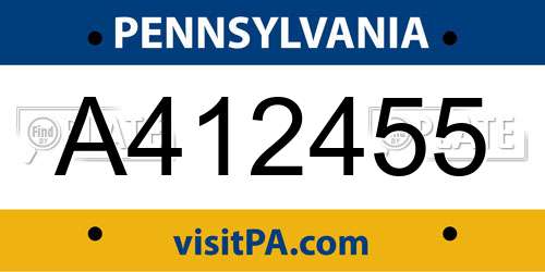 A412455 Pennsylvania License Plate