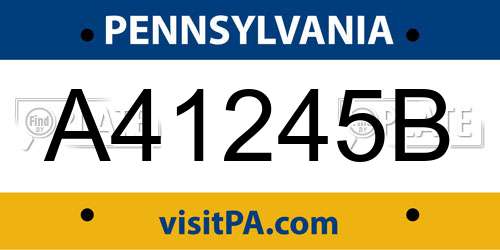 A41245B Pennsylvania License Plate