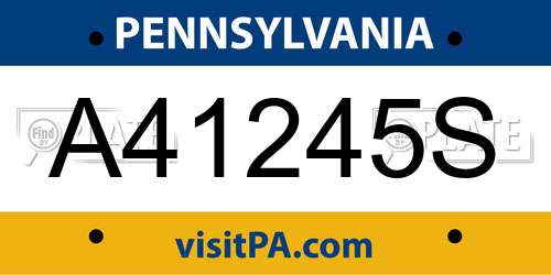 A41245S Pennsylvania License Plate