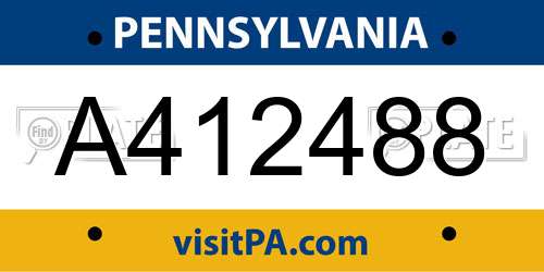 A412488 Pennsylvania License Plate
