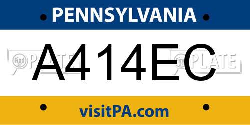 A414EC Pennsylvania License Plate