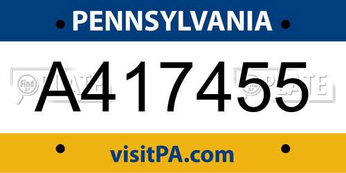 A417455 Pennsylvania License Plate