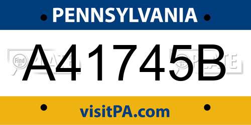 A41745B Pennsylvania License Plate