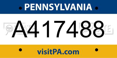 A417488 Pennsylvania License Plate