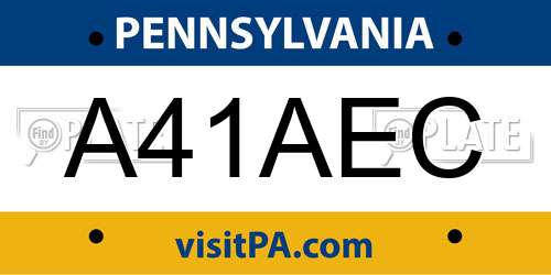 A41AEC Pennsylvania License Plate