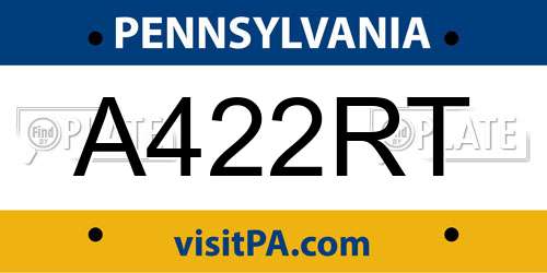 A422RT Pennsylvania License Plate