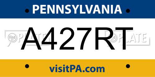 A427RT Pennsylvania License Plate