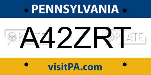A42ZRT Pennsylvania License Plate