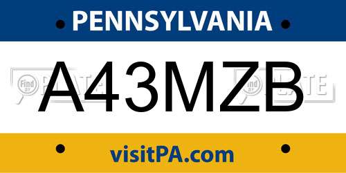 A43MZB Pennsylvania License Plate