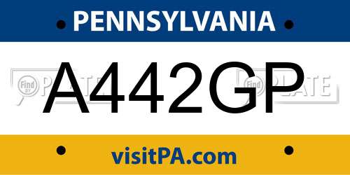 A442GP Pennsylvania License Plate