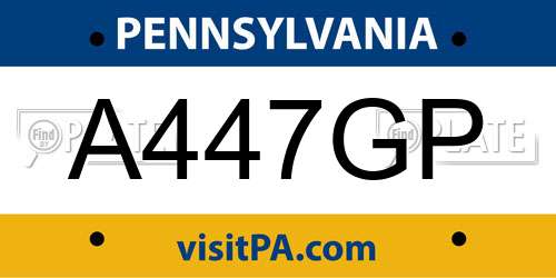 A447GP Pennsylvania License Plate