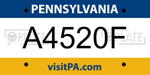 A4520F Pennsylvania License Plate
