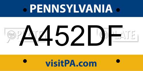 A452DF Pennsylvania License Plate