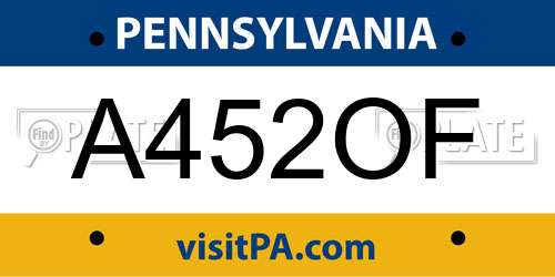 A452OF Pennsylvania License Plate