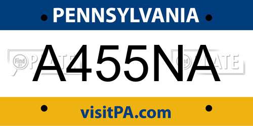 A455NA Pennsylvania License Plate