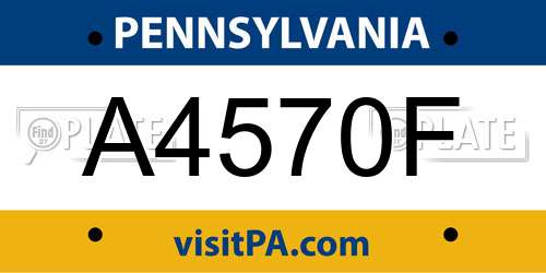 A4570F Pennsylvania License Plate