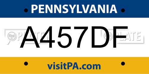 A457DF Pennsylvania License Plate