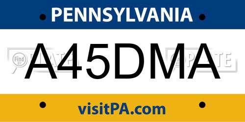 A45DMA Pennsylvania License Plate