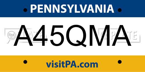 A45QMA Pennsylvania License Plate