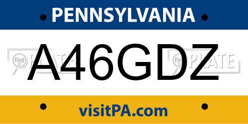 A46GDZ Pennsylvania License Plate