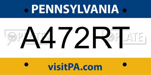 A472RT Pennsylvania License Plate