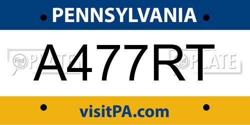 A477RT Pennsylvania License Plate