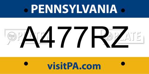 A477RZ Pennsylvania License Plate