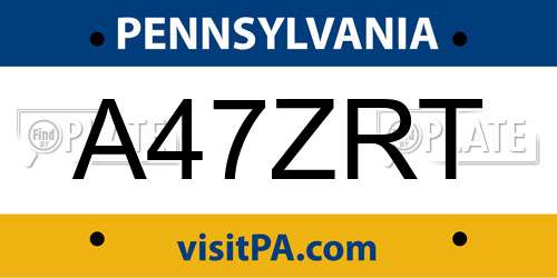 A47ZRT Pennsylvania License Plate