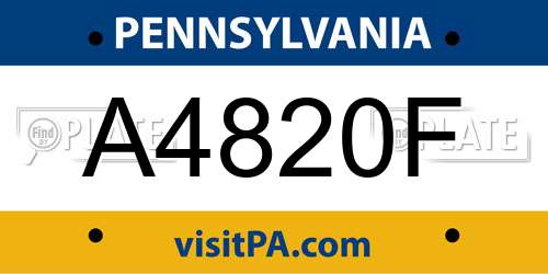 A4820F Pennsylvania License Plate