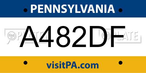 A482DF Pennsylvania License Plate