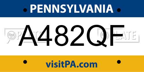 A482QF Pennsylvania License Plate