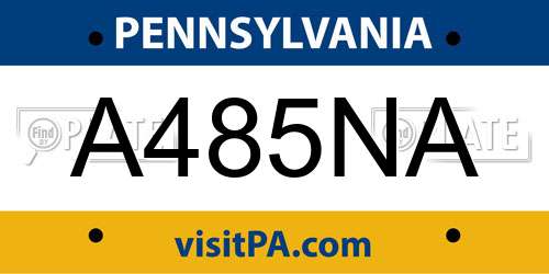 A485NA Pennsylvania License Plate