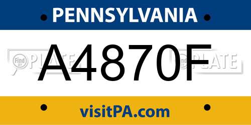 A4870F Pennsylvania License Plate