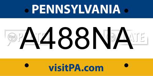 A488NA Pennsylvania License Plate