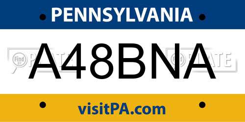 A48BNA Pennsylvania License Plate