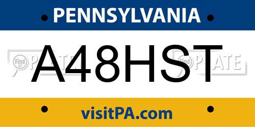 A48HST Pennsylvania License Plate