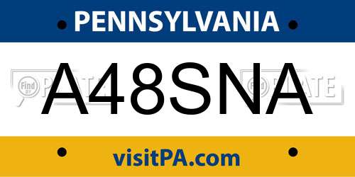 A48SNA Pennsylvania License Plate