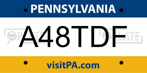 A48TDF Pennsylvania License Plate