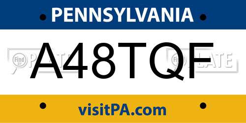 A48TQF Pennsylvania License Plate