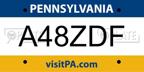 A48ZDF Pennsylvania License Plate