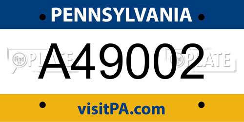 A49002 Pennsylvania License Plate
