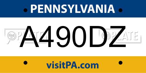 A490DZ Pennsylvania License Plate