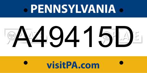 A49415D Pennsylvania License Plate