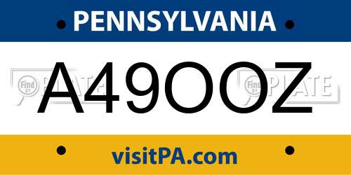 A49OOZ Pennsylvania License Plate