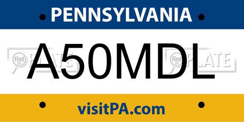 A50MDL Pennsylvania License Plate
