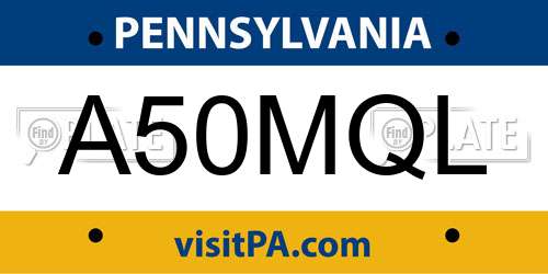 A50MQL Pennsylvania License Plate