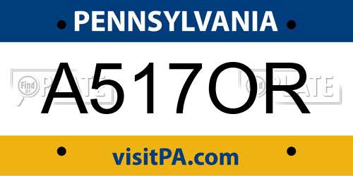 A517OR Pennsylvania License Plate