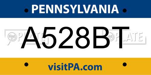 A528BT Pennsylvania License Plate