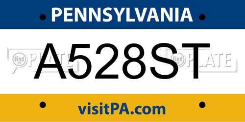 A528ST Pennsylvania License Plate