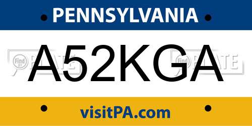 A52KGA Pennsylvania License Plate